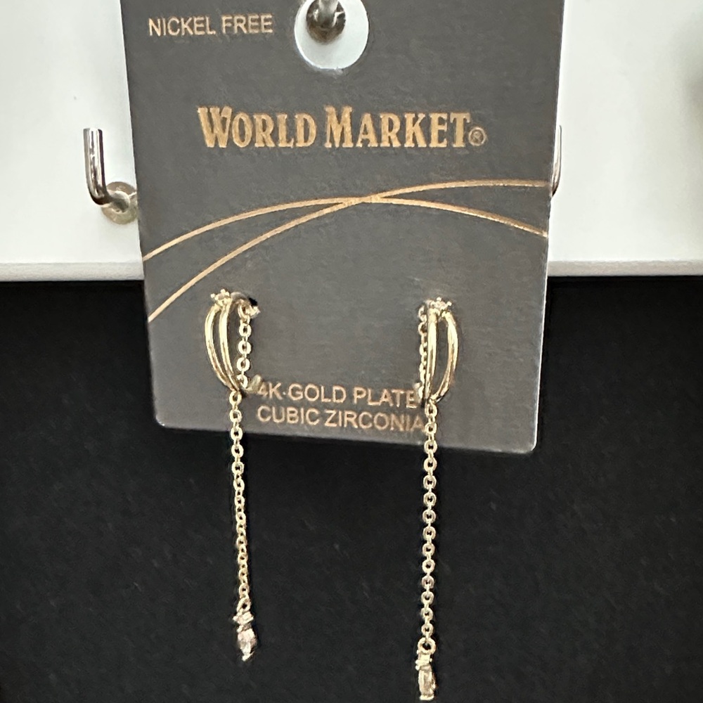 World Market Gold Chain Drop Earrings